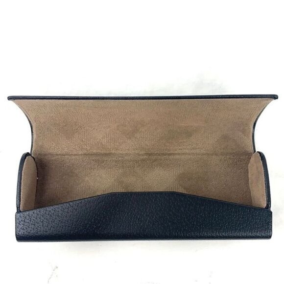 Burberry Sunglasses Case - Slimline Hinged Hard Sided, Black Leather - Picture 3 of 5